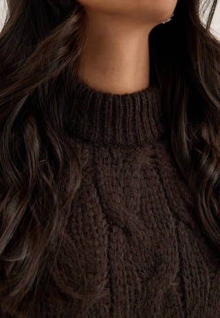Vmmaybe Ls High Neck Cable Pullover Brown