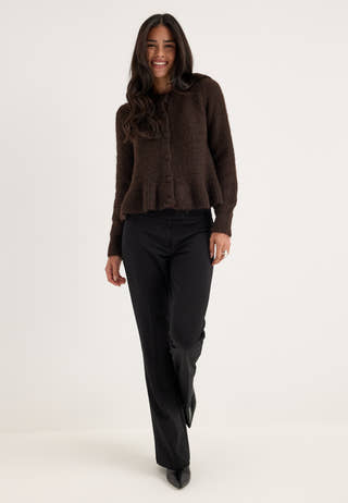Vibows L/S Flounce Knit Cardigan Grey