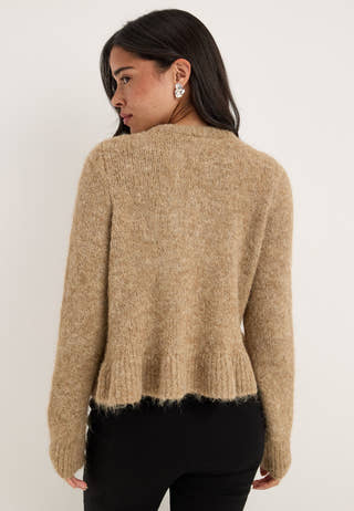 Vibows L/S Flounce Knit Cardigan Grey