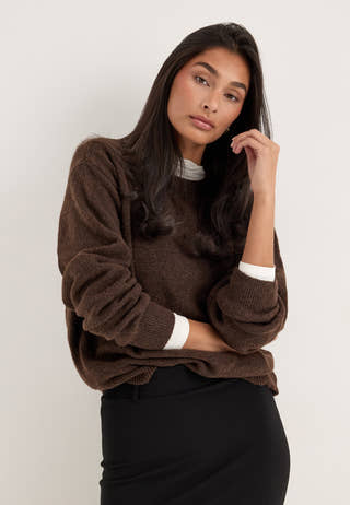 Pcsally Ls O-neck Knit Noos Bc Brown