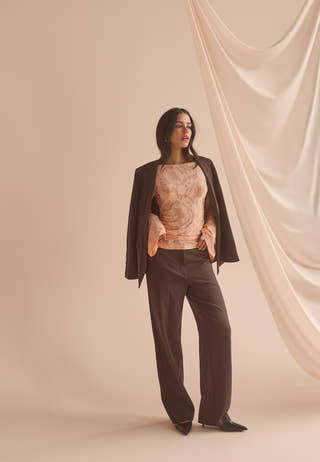 Straight High Waist Suit Trousers