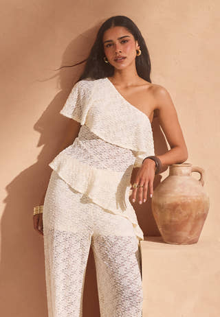 Asymmetric Frill Lace Top