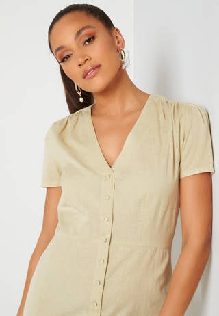Button Front Midi Dress