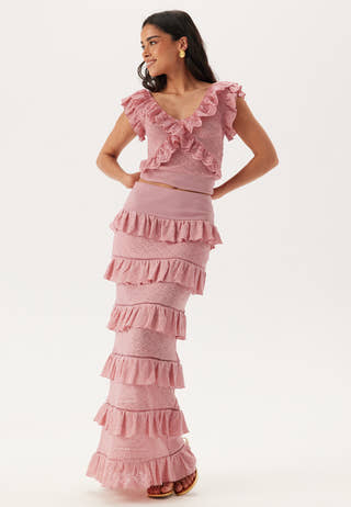 Knitted Frill Ankle Skirt