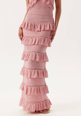 Knitted Frill Ankle Skirt