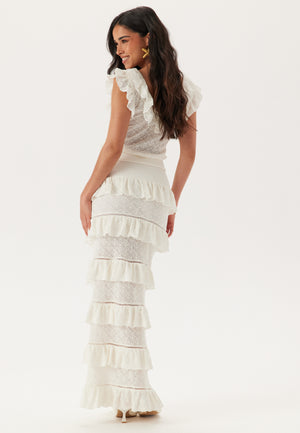 Knitted Frill Ankle Skirt