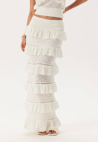 Knitted Frill Ankle Skirt