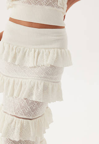 Knitted Frill Ankle Skirt