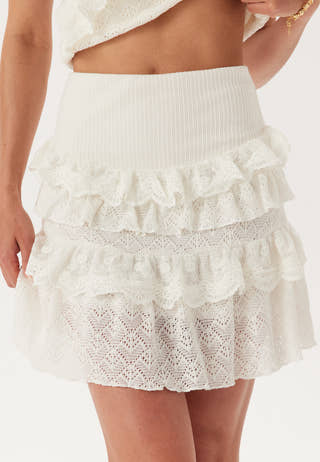 Knitted Frill Mini Skirt