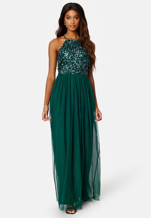 High Neck Sequin Maxi Dress