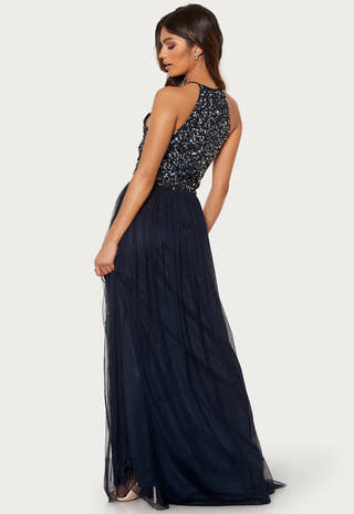 High Neck Sequin Maxi Dress