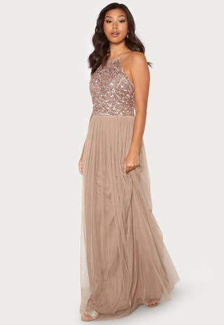 High Neck Sequin Maxi Dress