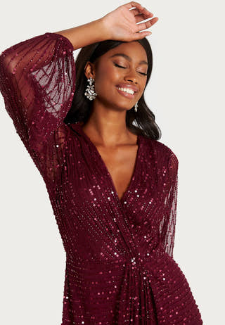 Long Sleeve Sequin Dress