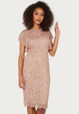 Scallop Sequin Midi Dress