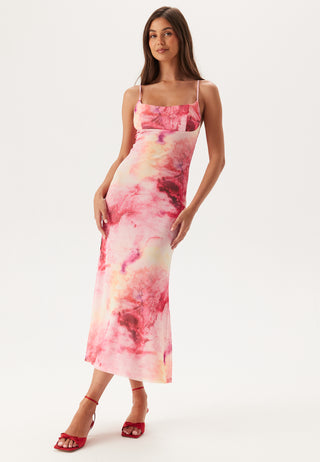 Adoni Printed Mesh Midi Dress