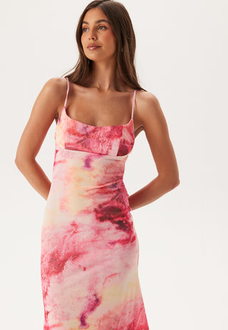 Adoni Printed Mesh Midi Dress