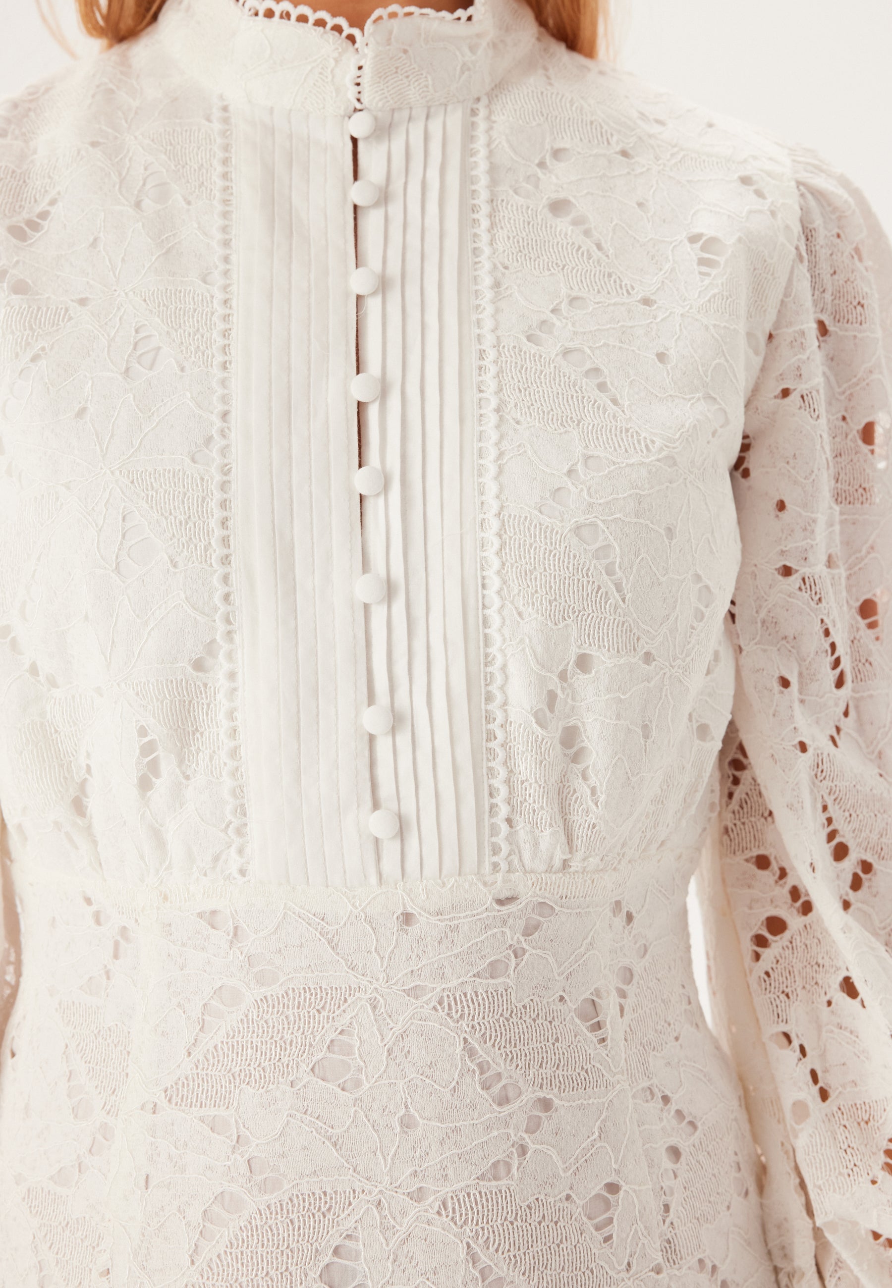 remy mini dress in ivory bardot Bardot Remy Lace Long Sleeve Mini Dress