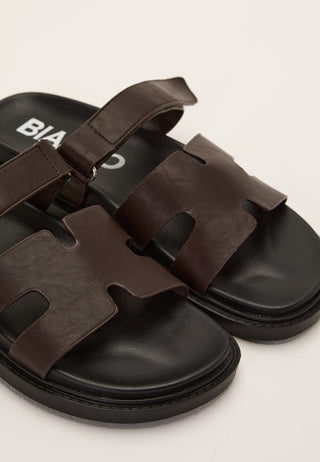 Biaoslo Velcro Slide Faux Leather