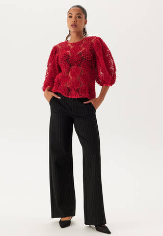 3D Flower Puff Sleeve Blouse