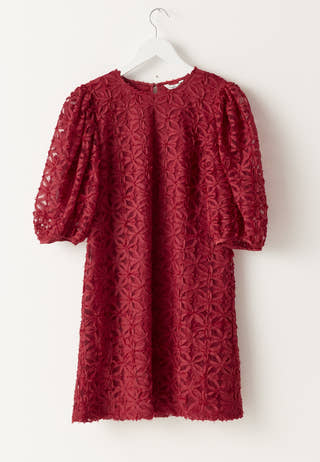 3D Flower Puff Sleeve Dress