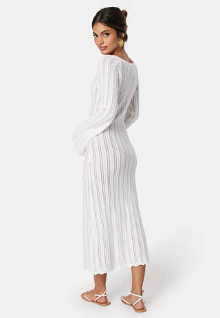 Boat Neck Structure Knitted Dress