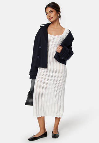 Boat Neck Structure Knitted Dress