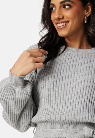 Round Neck Rib Knitted Midi Dress