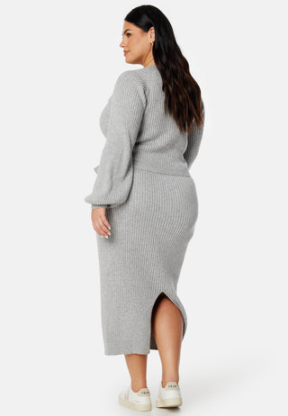 Round Neck Rib Knitted Midi Dress