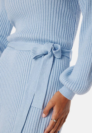 Round Neck Rib Knitted Midi Dress