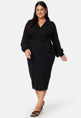 Wrap Rib Knitted Midi Dress