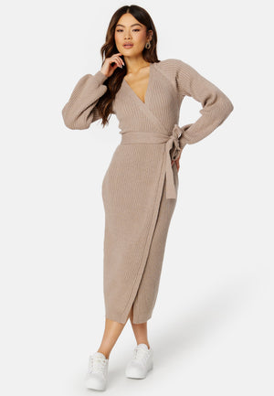 Wrap Rib Knitted Midi Dress
