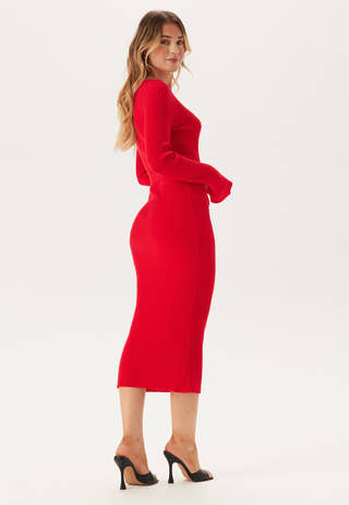Asymmetric Knitted Midi Dress