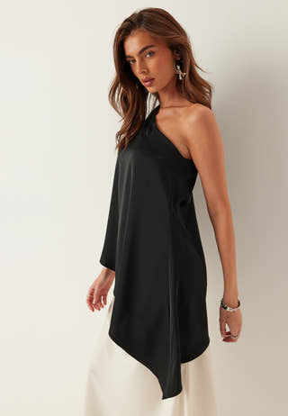 Asymmetric Satin Blouse