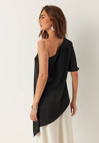 Asymmetric Satin Blouse