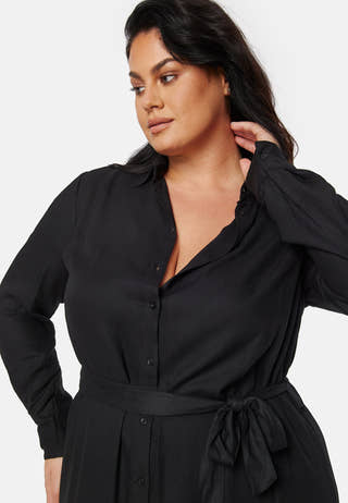 Belted L/S Viscose Shirt Dress