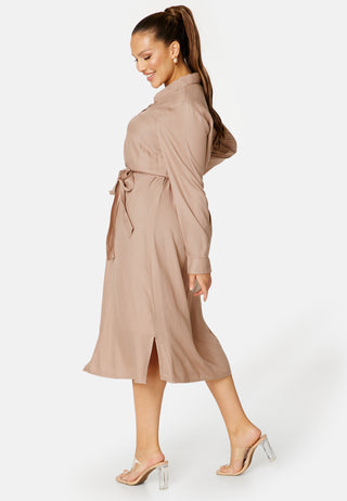 Belted L/S Viscose Shirt Dress
