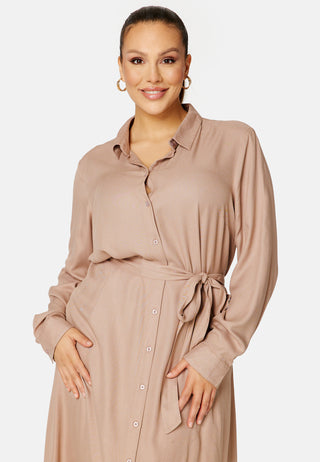 Belted L/S Viscose Shirt Dress