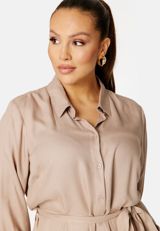 Belted L/S Viscose Shirt Dress
