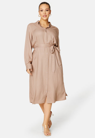 Belted L/S Viscose Shirt Dress