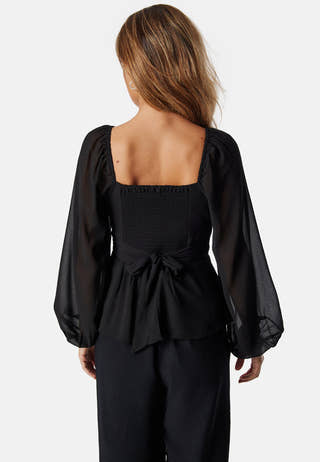 Square Neck L/S Georgette Blouse