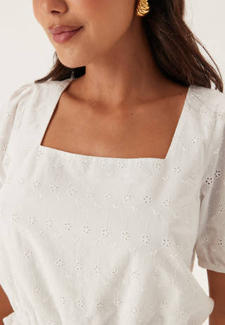 Broderie Anglaise Short Sleeve  Blouse