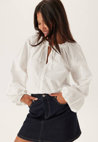 Broderie Anglaise Tie Blouse