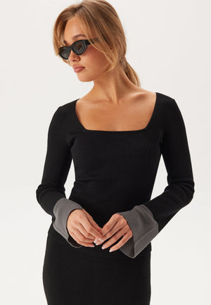 Contrast Rib Knitted Top