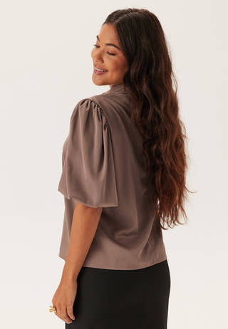 Chimney Collar Puff Sleeve Blouse