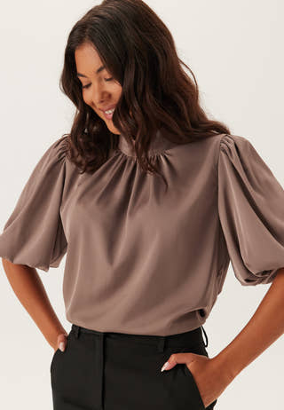 Chimney Collar Puff Sleeve Blouse