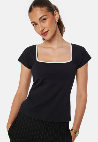 Contrast Cap Sleeve Top