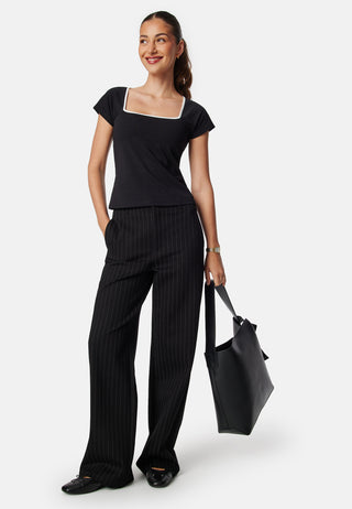 Contrast Cap Sleeve Top