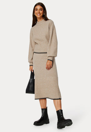 Contrast Edge Knitted Skirt