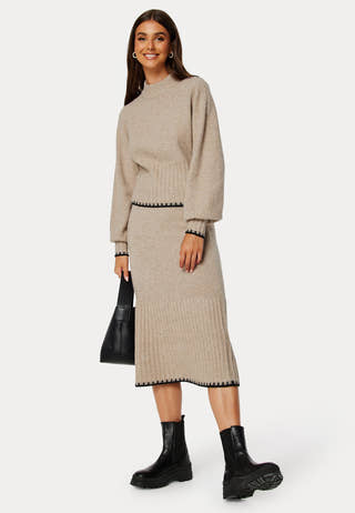 Contrast Edge Knitted Skirt