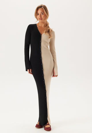 Contrast Rib Knitted Dress